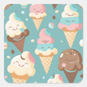 Sticker Carré Crème glacée très colorée