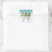 Sticker Carré Crème Labrador Retriever Lab Chien Bleu Noël (Sac)