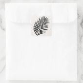 Sticker Carré Crème Tropicale Feuille De Palme Blanc Et Noir (Sac)