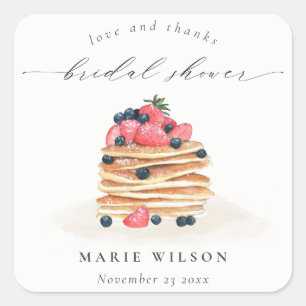 Sticker Carré Crêpe aux fruits rustique mignon lavis de couleurs