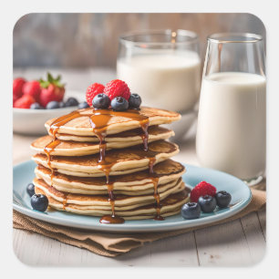 Sticker Carré Crêpes et lait