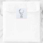 Sticker Carré Crescent Bleu Lune avec Mariage Fleurs Blanches (Sac)