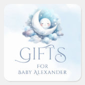 Sticker Carré Crescent Moon Baby Cadeaux Visage Typographie (Devant)