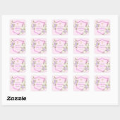 Sticker Carré Crest de confirmation fleurs violettes roses (Feuille)