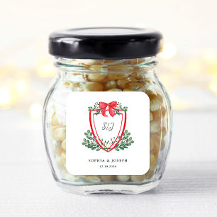 Sticker Carré Crest de Noël   Mariage de vacances Whimsical