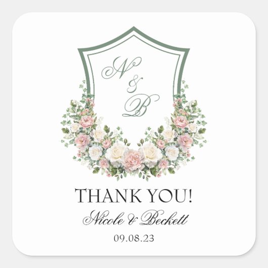 Sticker Carré Crête florale rose (Devant)