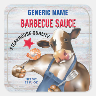 Sticker Carré Crevettes grillantes de vache Sauce barbecue maiso