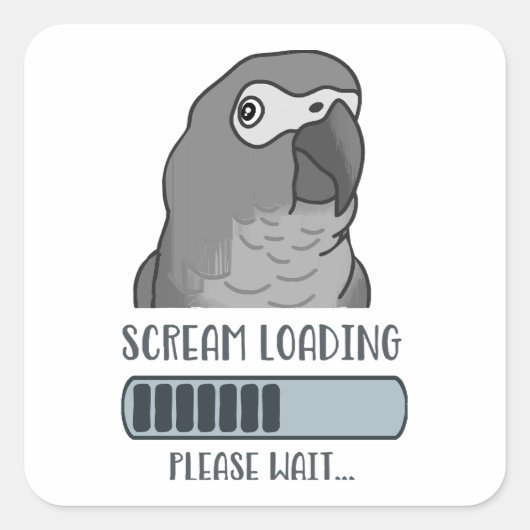 Sticker Carré Cri Chargement du gris africain (Devant)