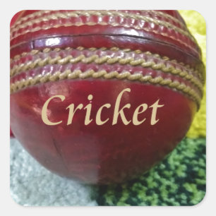 Sticker Carré Cricket : Red Hard Ball Art Print