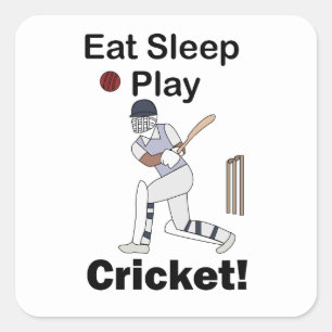 Sticker Carré Cricket Sports Manger Dormir Jouer Cricket
