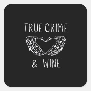 Sticker Carré Crime Et Vin Squelette Mains
