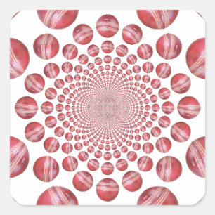 Sticker Carré Crimson Vortex : Belle Balle de Cricket Rouge