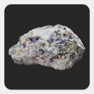 Sticker Carré Cristal de rhodochrosite pyrite fluorite tourmalin