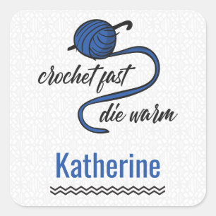 Sticker Carré Crochet Bleu De Cornflower Rapide, Mourir Chaud