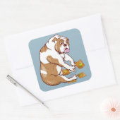 Sticker Carré Crochet de Bulldog anglais (Enveloppe)