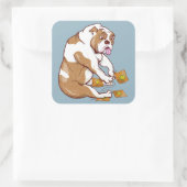 Sticker Carré Crochet de Bulldog anglais (Sac)