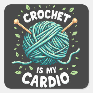 Sticker Carré Crochet est mon cardio Fil à coudre Fitness