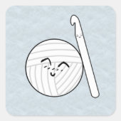 Sticker Carré Crochet Hook & Yarn Cartoon ♥ Artisanat (Devant)