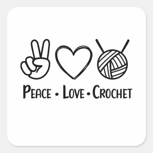 Sticker Carré Crochet Peace Love (Devant)