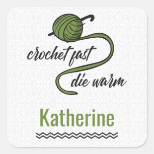 Sticker Carré Crochet Vert Olive Fast, Die Chaud