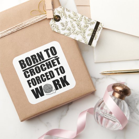 Sticker Carré crocheters cadeau drôle crochet devis (Cadeaux)