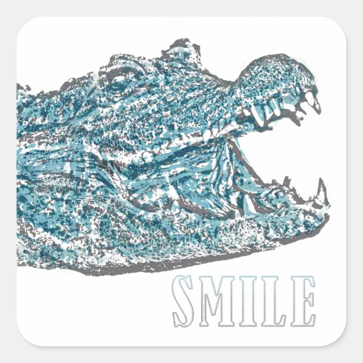 Sticker Carré Crocodile du sourire (Devant)