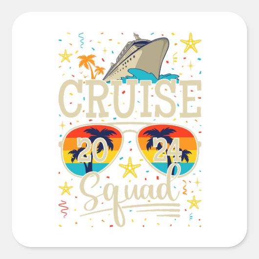Sticker Carré Croisière 2024 Croisière Vacances (Devant)