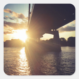 Sticker Carré croisière au coucher du soleil sur le fleuve missi