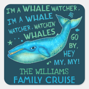 Sticker Carré Croisière pour les baleines en famille