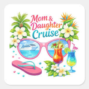 Sticker Carré Croisière tropicale mère fille pour des vacances