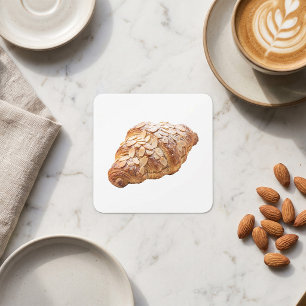 Sticker Carré Croissant aux amandes frais Pâtisserie française