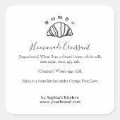 Sticker Carré Croissant Bakery Bread Ingredient Label Minimalist (Devant)