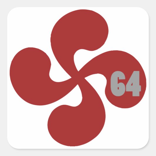 Sticker Carré Croix basque rouge 64 Lauburu (Devant)