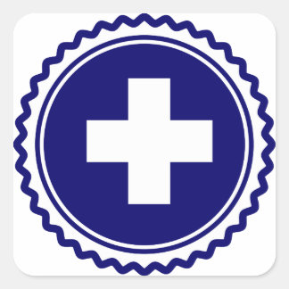 Sticker Carré Croix bleue des soins de santé du premier interven
