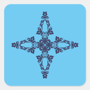Sticker Carré Croix Chrétienne Dans L'art Bleu Céleste