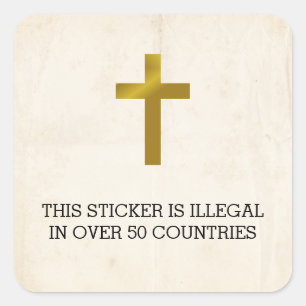 Sticker Carré Croix chrétienne - Illégale dans plus de 50 pays