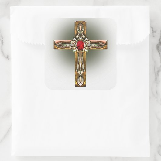 Sticker Carré Croix d'or et d'argent (Sac)