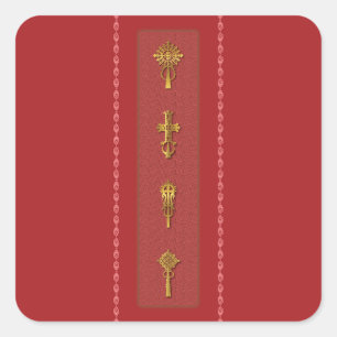 Sticker Carré Croix orthodoxes éthiopiennes – Or sur Rouge