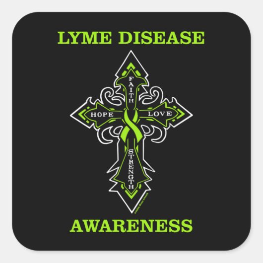 Sticker Carré Croix/Sensibilisation...Maladie de Lyme (Devant)