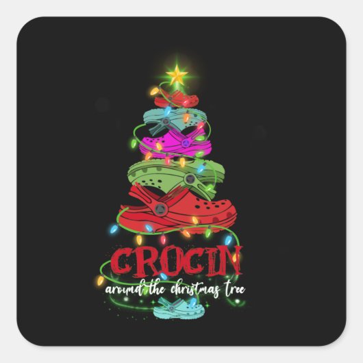Sticker Carré Croquer Autour Du Cadeau De L'Arbre De Noël (Devant)
