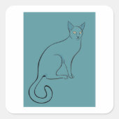 Sticker Carré Croquis de chat élégant (Devant)