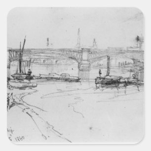 Sticker Carré Croquis du pont de Londres, 1860