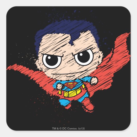 Sticker Carré Croquis Mini Superman (Devant)