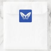 Sticker Carré Croquis papillon, bleu cobalt et blanc (Sac)