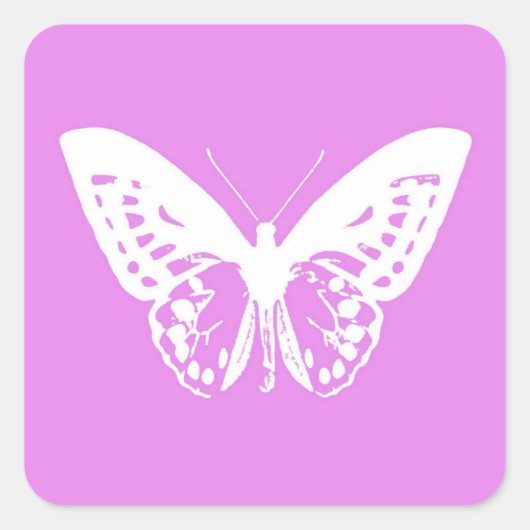 Sticker Carré Croquis papillon, orchidée et blanc (Devant)