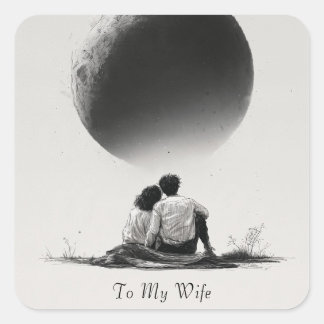 Sticker Carré Croquis romantique d'un couple avec texte personna