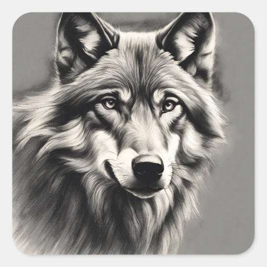 Sticker Carré Croquis Wolf (Devant)
