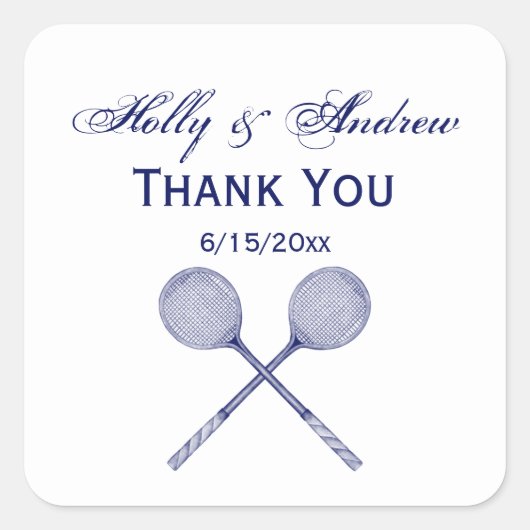 Sticker Carré Crossed Squash Racquets Blue (Devant)