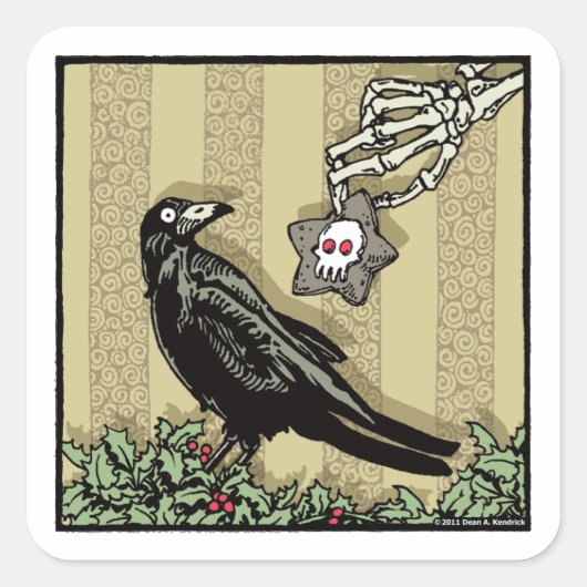 Sticker Carré Crow and Cookie - Pop Goth Holiday (Devant)