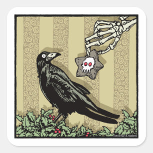 Sticker Carré Crow and Cookie - Pop Goth Holiday